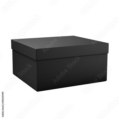 Blank mockup black packaging box isolated on transparent background
