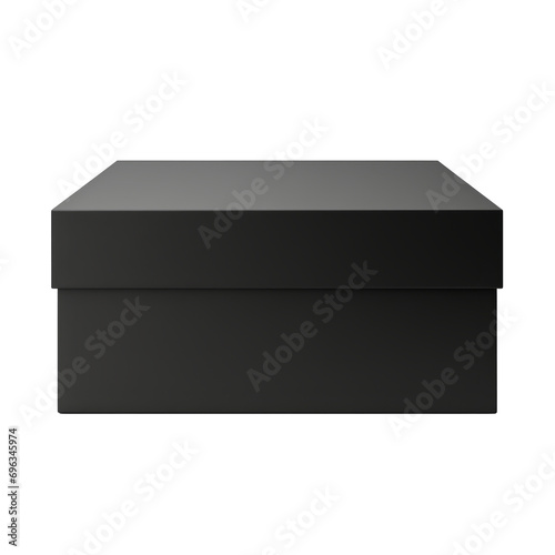 Blank mockup black packaging box isolated on transparent background