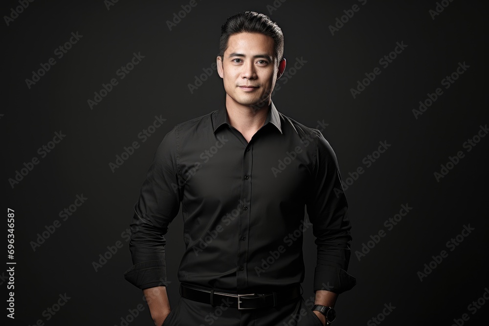 Fototapeta premium A man in a black shirt and black pants