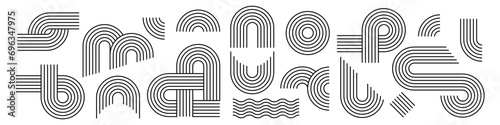 Set of zen arch line stripes, different arch, rainbow illustration