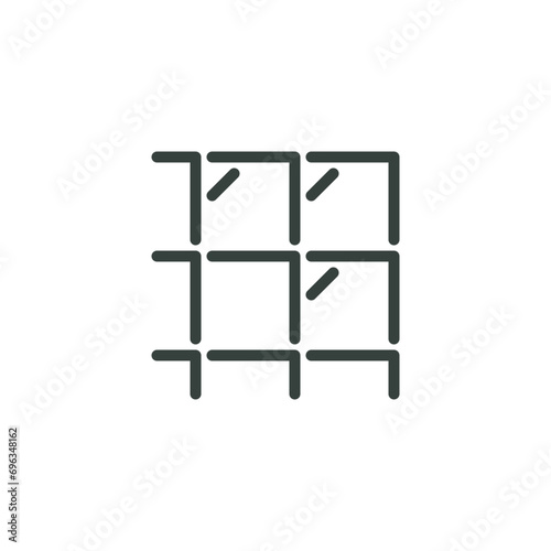 Thin Outline Icon Ceramic Tiles. Such Line sign as decorative tile. Vector Computer Isolated Pictograms for Web on White Background Editable Stroke.