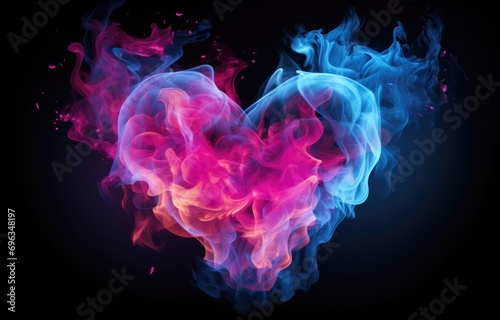 A heart made out of smoke on a black background