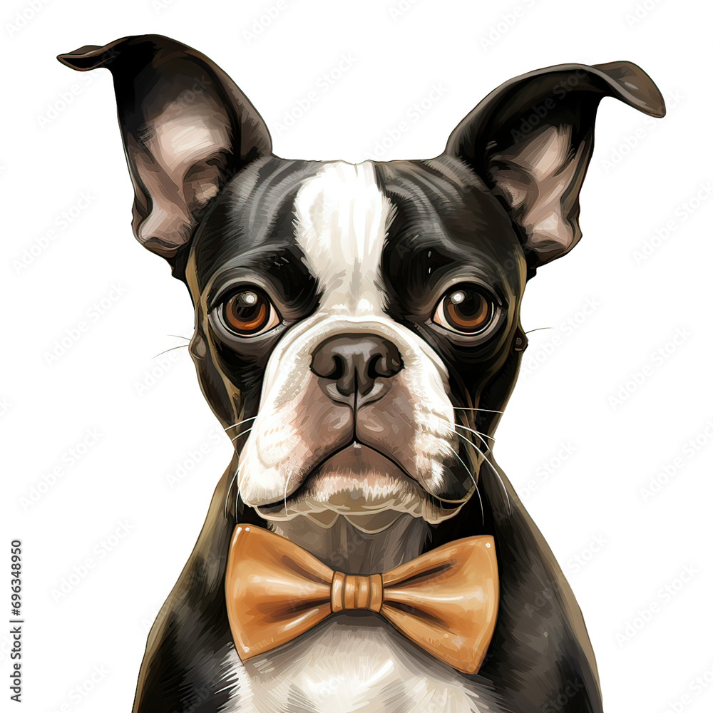 Boston Terrier in a bow tie Ai Generative 