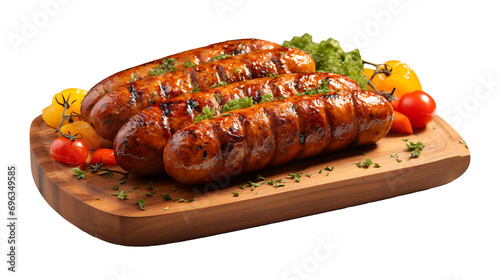 Bratwurst pork sausages on a transparent png background