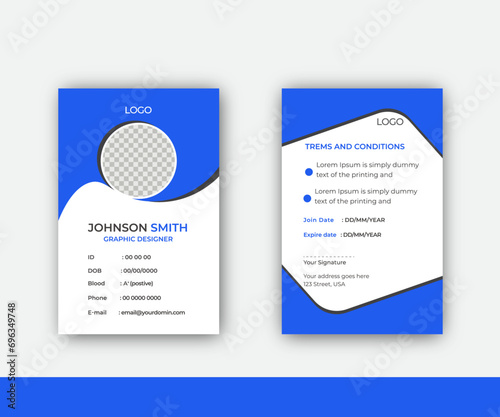 
Modern and minimalist corporate ID card template design for your company, school, and college