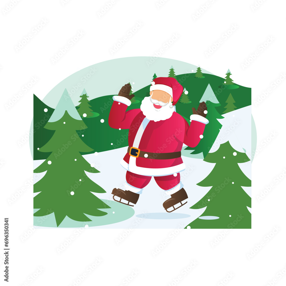 Santa skating Vector Illustration that can be easily modified or edit

