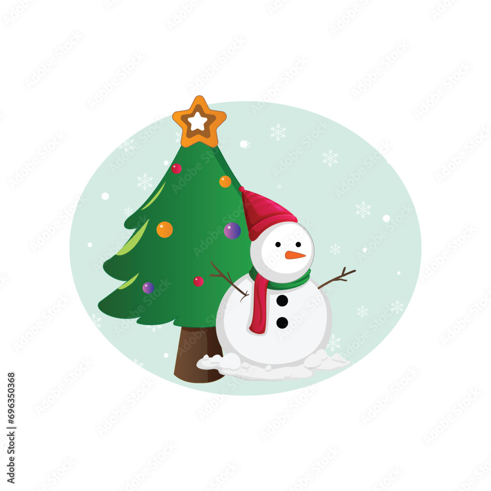 Snowman with fir tree Vector Illustration that can be easily modified or edit
Snowman with fir tree Vector Illustration that can be easily modified or edit