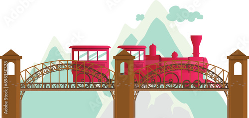 Winter train Vector Illustration that can be easily modified or edit

