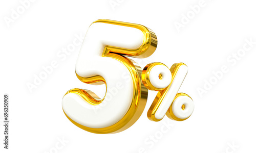 3d rendering of golden 5 percent discount Number for your unique selling poster banner ads Party or birthday design