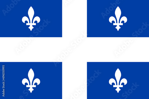 Flag of Quebec Province (Canada, North America) Fleurdelisé, blue field charged with a symmetric cross between four fleurs-de-lis