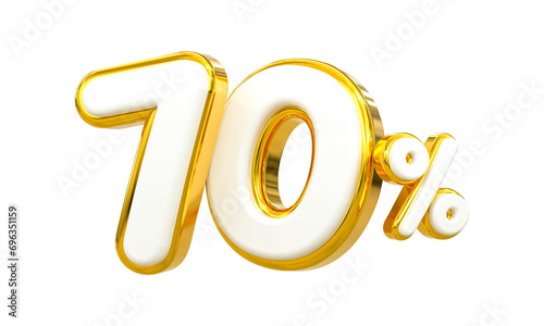 3d rendering of golden 70 percent discount Number for your unique selling poster banner ads Party or birthday design