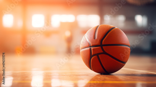 Basketball on a Light Background in the Basketball Court