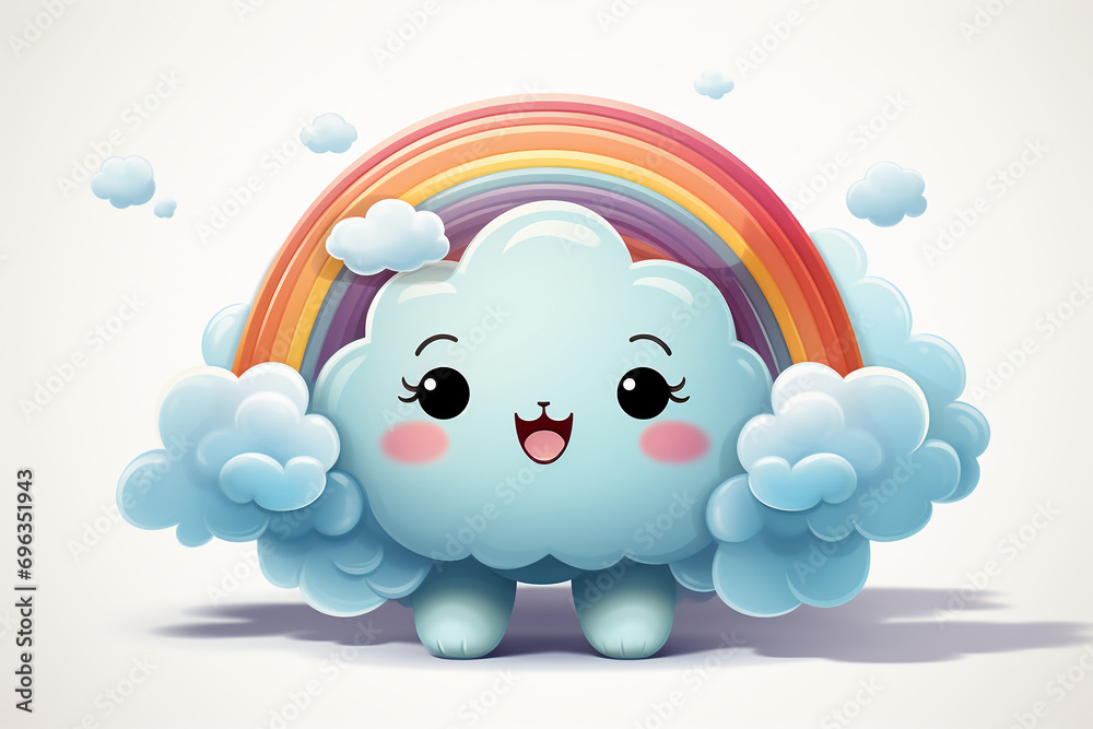 a kawaii rainbow, clipart, white background a kawaii rainbow, clipart, white background