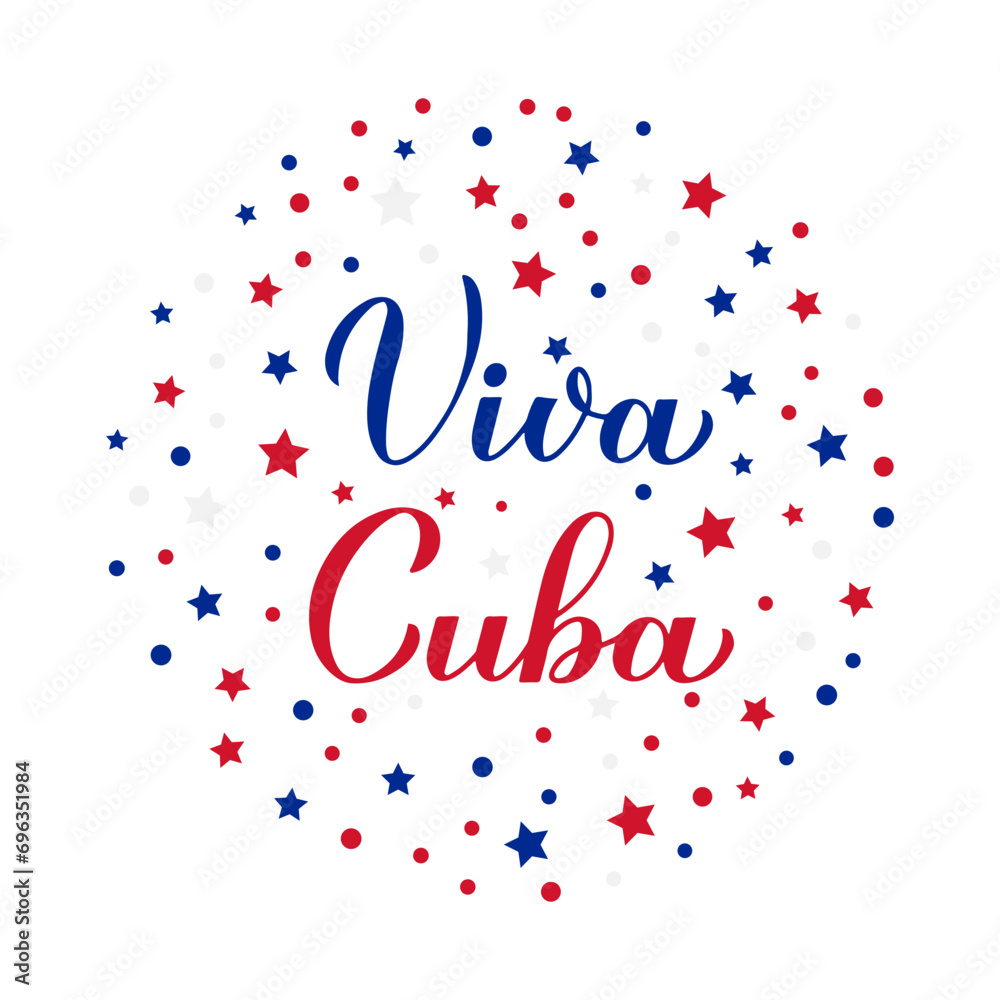 Viva Cuba – Glory to Cuba in Spanish. Calligraphy hand lettering for Cuban Revolution Day celebrate on January 1. Vector template for typography poster, banner, greeting card, flyer, etc. Viva Cuba – Glory to Cuba in Spanish. Calligraphy hand lettering for Cuban Revolution Day celebrate on January 1. Vector template for typography poster, banner, greeting card, flyer, etc.