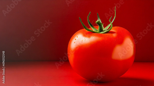 red tomato on a red background © Alla