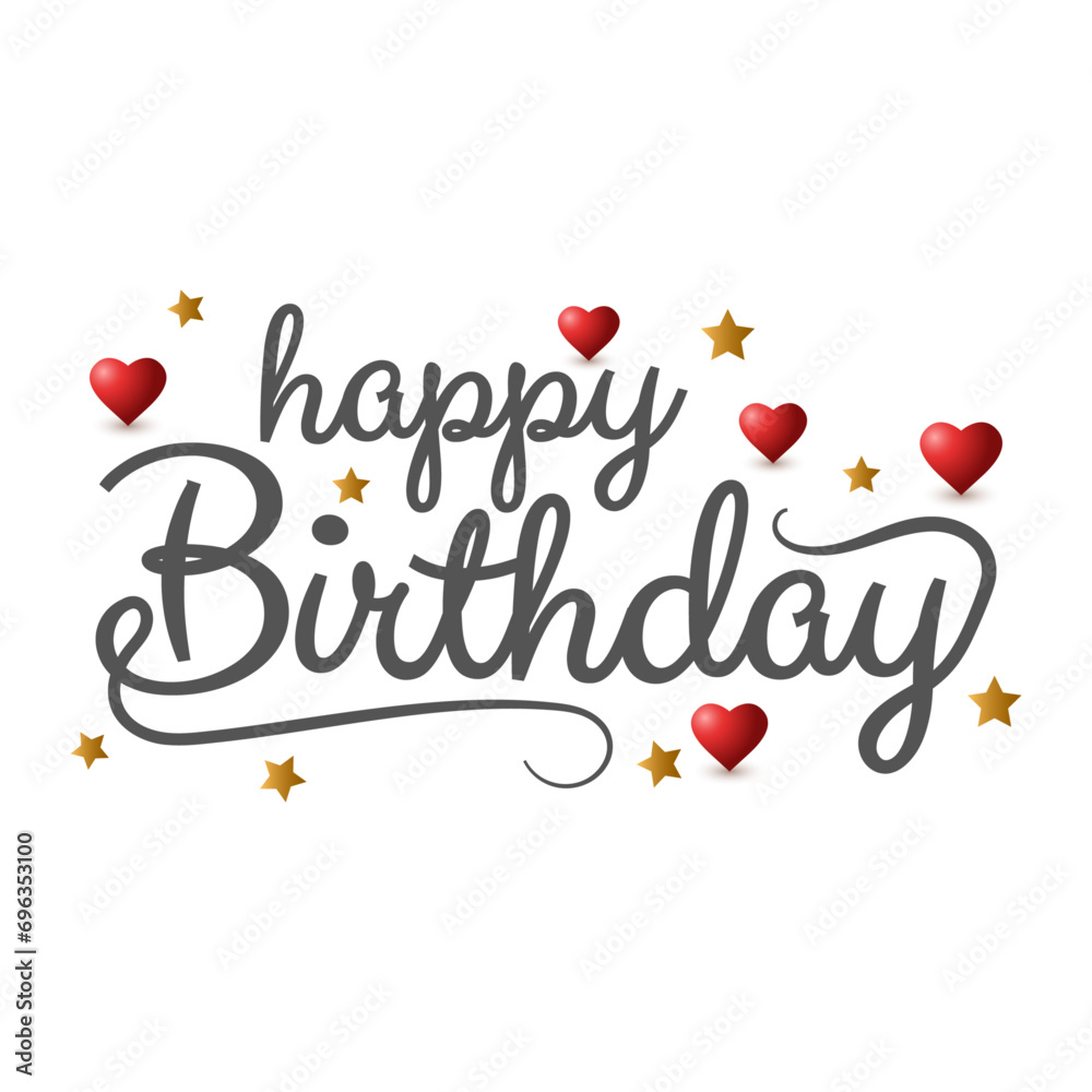 happy birthday creative lettering text wishing clipart design