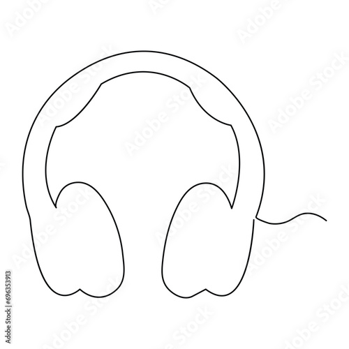 Continuous headphones design in single line art drawing outline vector illustration