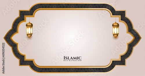 golden frame islamic ramadan greetings background banner photo