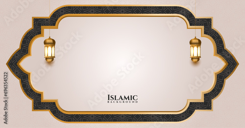 golden frame islamic ramadan greetings background banner