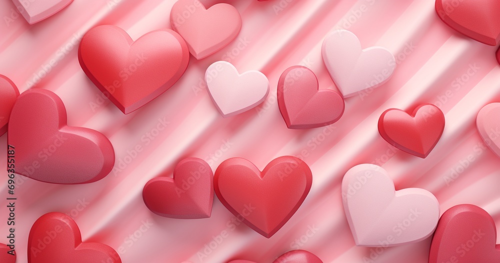 Valentine's day background with red hearts. 3d rendering