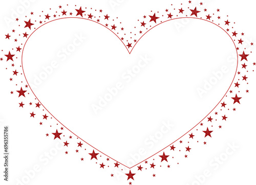 Red Love with Red Sparkling glitter Stars Vector clipart icon  3