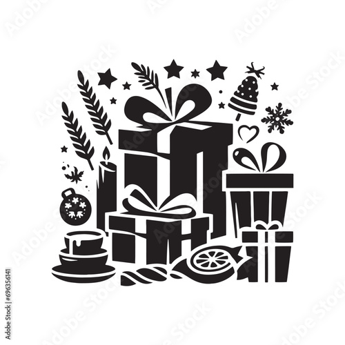 Surprise Box Silhouette - Playful and Whimsical Gift Box Silhouette, Adding a Touch of Delight to Your Creative Projects - Surprise Box Black Vector
