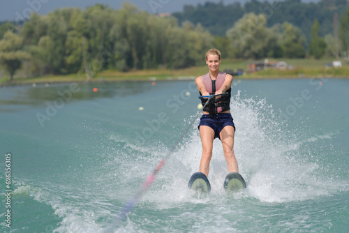 woman on a water ski