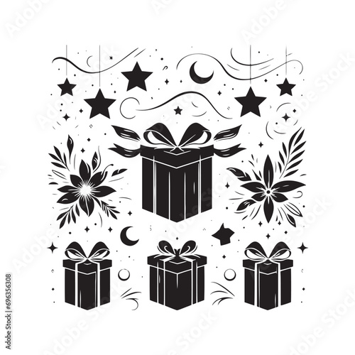 Surprise Box Silhouette - Elegantly Crafted Gift Box Outline, Perfect for Celebrations and Special Occasions - Surprise Box Black Vector
