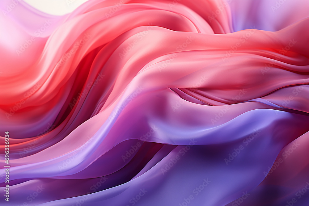 Obraz premium colorful abstract smoke in purple color, displaying swirls, in the style of light red and light pink, rendered in cinema4d, flickr, wavy resin sheets, graceful lines, flowing fabrics, john pitre, 4k
