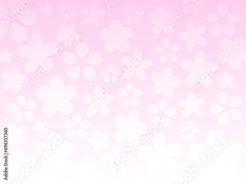 美しい桜のグラデーション背景 ピンクの白のフラワーズイラスト