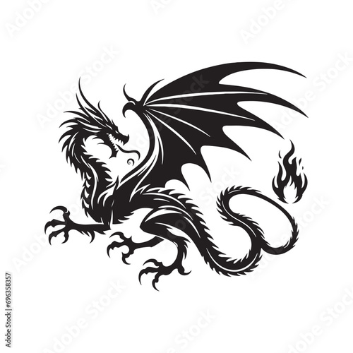 Wallpaper Mural Dragon Silhouette - Enchanting Fantasy Dragon in Stylized Shadows, Ideal for Creative Art and Mythical Concepts - Dragon black vector
 Torontodigital.ca