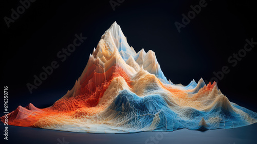 Abstract geometric mountain range in vivid colors, ideal for modern background design. photo