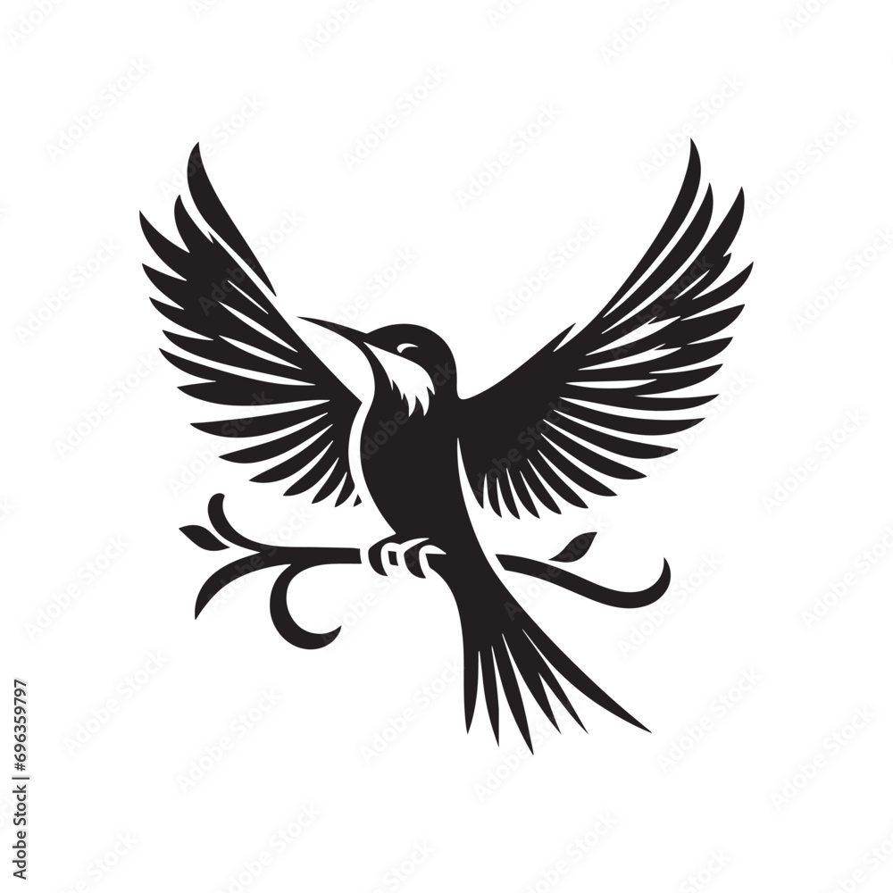 bird silhouette: Ethereal Avian Spirits, Ghostly Flyers, and Supernatural Bird Silhouettes in Enigmatic Forms - Minimallest bird black vector
