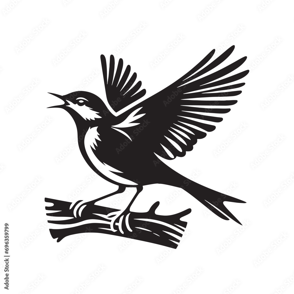 Fototapeta premium bird silhouette: Artistic Avian Brushstrokes, Painterly Flyers, and Creative Bird Silhouette Designs - Minimallest bird black vector 