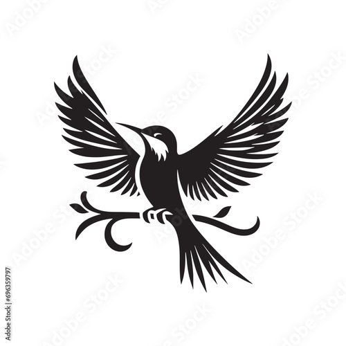 bird silhouette: Ethereal Avian Spirits, Ghostly Flyers, and Supernatural Bird Silhouettes in Enigmatic Forms - Minimallest bird black vector 