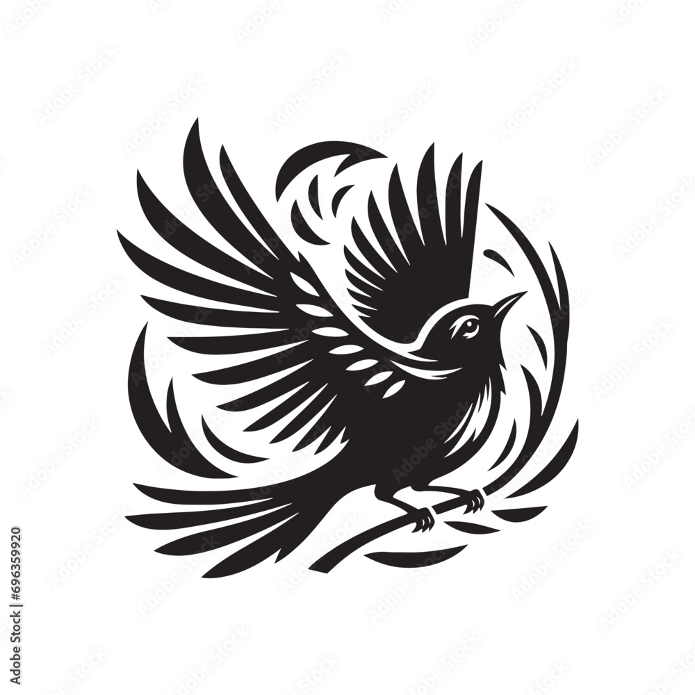 Obraz premium bird silhouette: Mythical Phoenix, Legendary Thunderbird, and Fantastic Avian Creatures in Enchanting Shadows - Minimallest bird black vector 