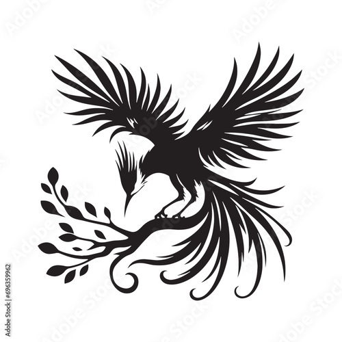 bird silhouette: Flock of Migrating Birds, Skyline Sojourn, and Harmonious Aerial Ballets - Minimallest bird black vector
