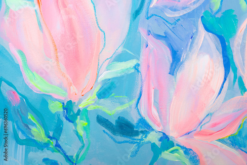 Abstract art floral backgrounds. Hand-painted background. Acrylic painting on canvas.Texture acrylic . Fragment of artwork. Brushstrokes of paint. background for textile, package, poster