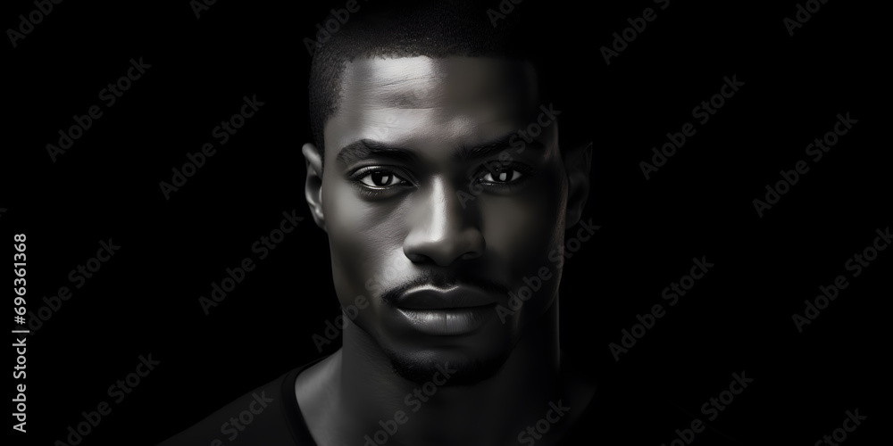 Portrait of African American man's face in dark background, Black people, Black History Month Portrait of African American man's face in dark background, Black people, Black History Month