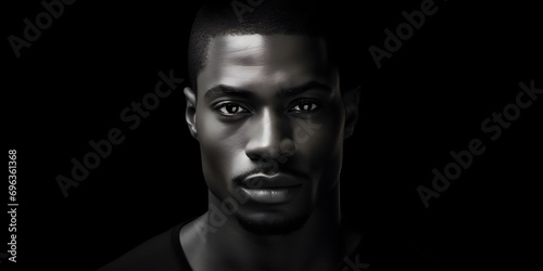 Portrait of African American man's face in dark background, Black people, Black History Month