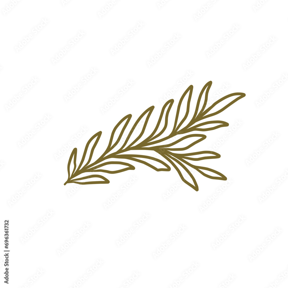 Branch Leaves Line Art Aesthetic