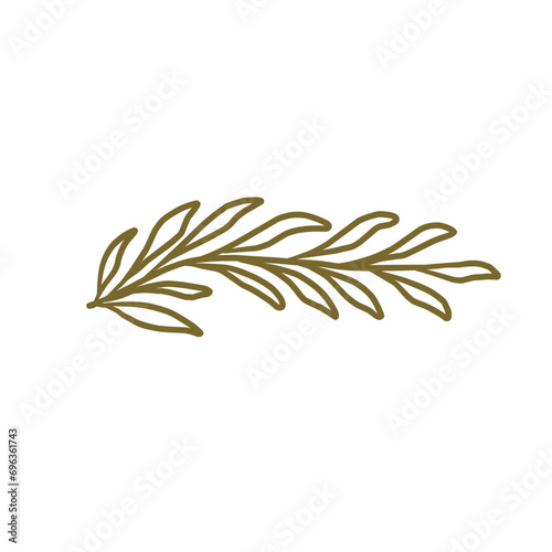 Branch Leaves Line Art Aesthetic