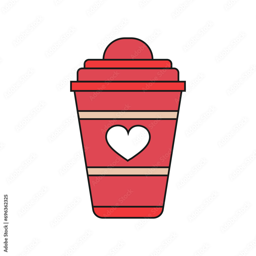 Coffee or tea paper cup with heart symbol Coffee or tea paper cup with heart symbol