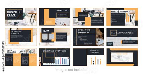 Business plan presentation template design backgrounds and page layout design for office, brochure, book, magazine, annual report and company profile, with infographic elements.