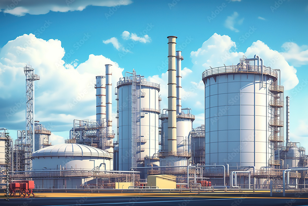 oil and gas power plant refinery with storage tanks facility for oil ...