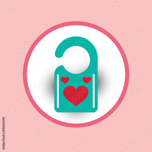 Do not disturb with heart solid icon, hotel door hanger for Valentine's day
