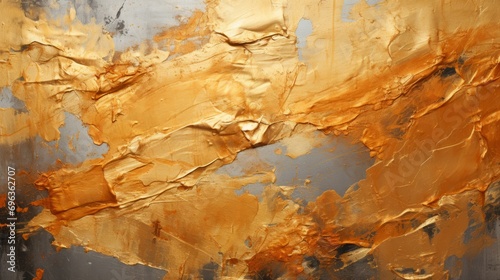 Gespachtelte leuchtend goldene Farbe auf einer Wand