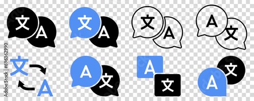Language translation icon collection. Vector illustration isolated on transparent background