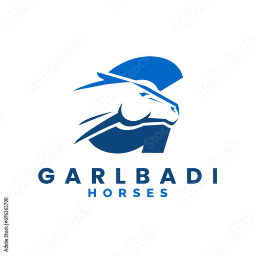 Modern Letter G Monogram Horse Head logo, letter G horse logo, horse head logo