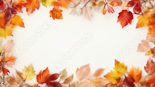 Autumnal Charm  Decorative Frame with Beautiful Fall Leaves Border